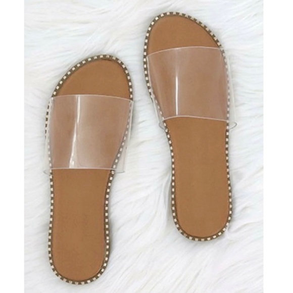 Clear Slip On One Band Flat Sandals - Picture 2 of 7